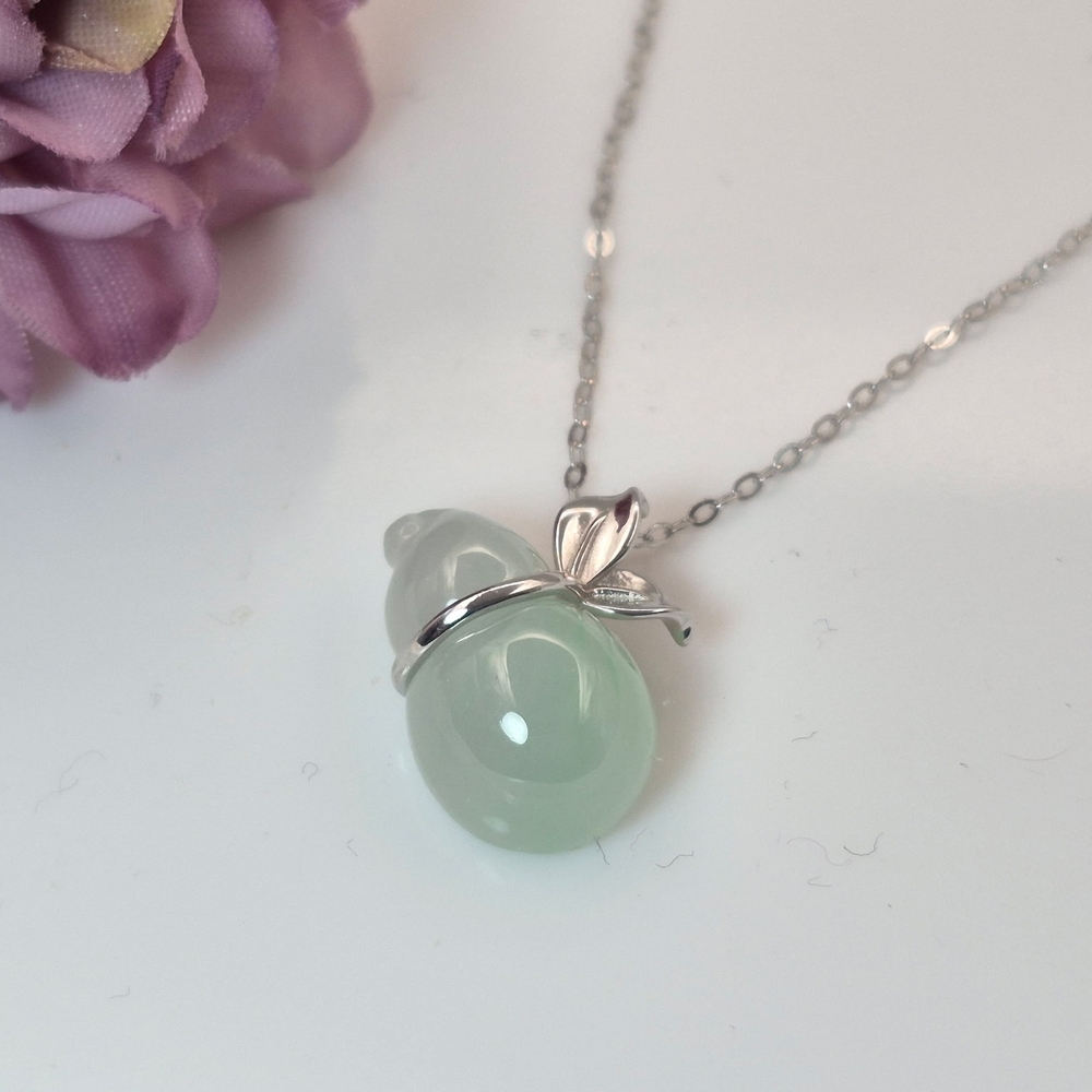 Elegant Silver and Blue Jade Pendant Necklace